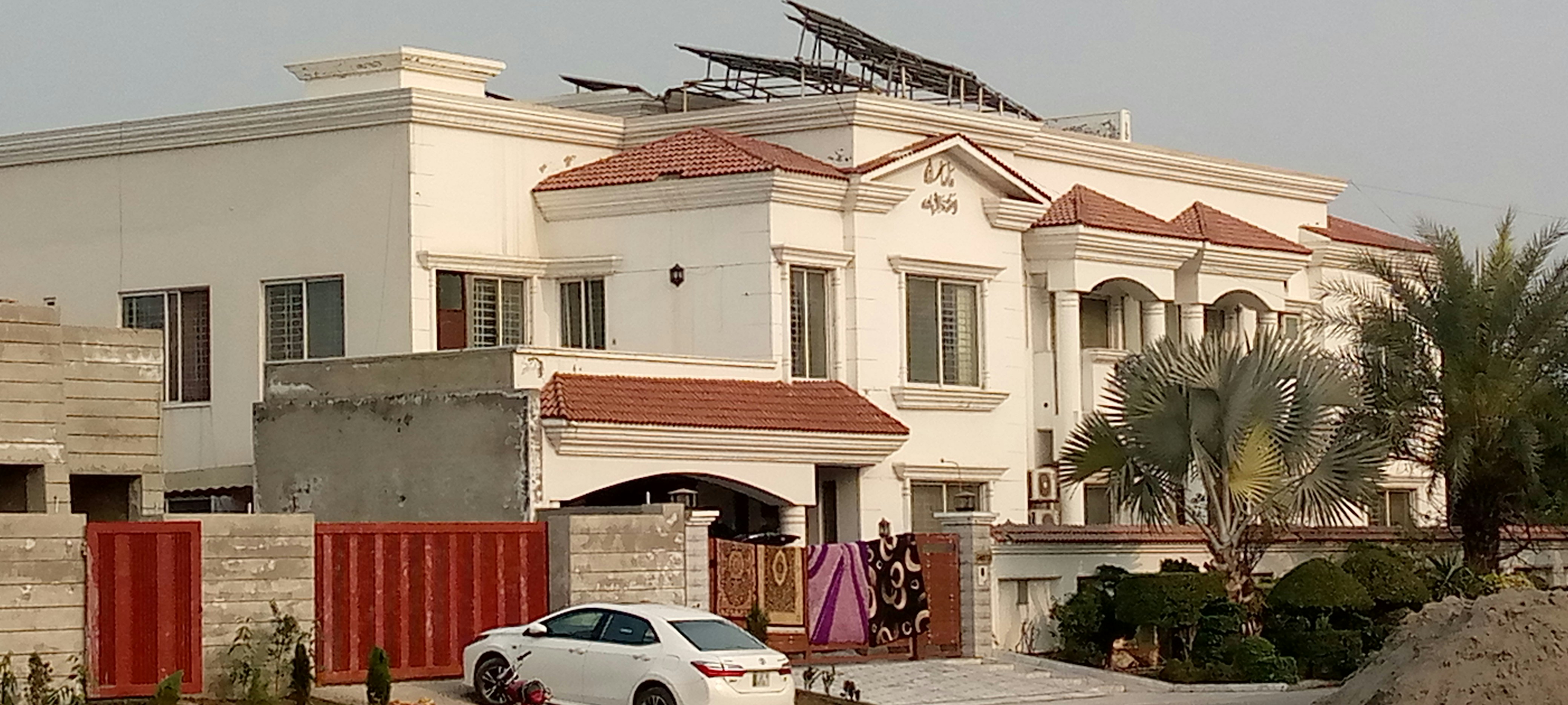 White house with red door