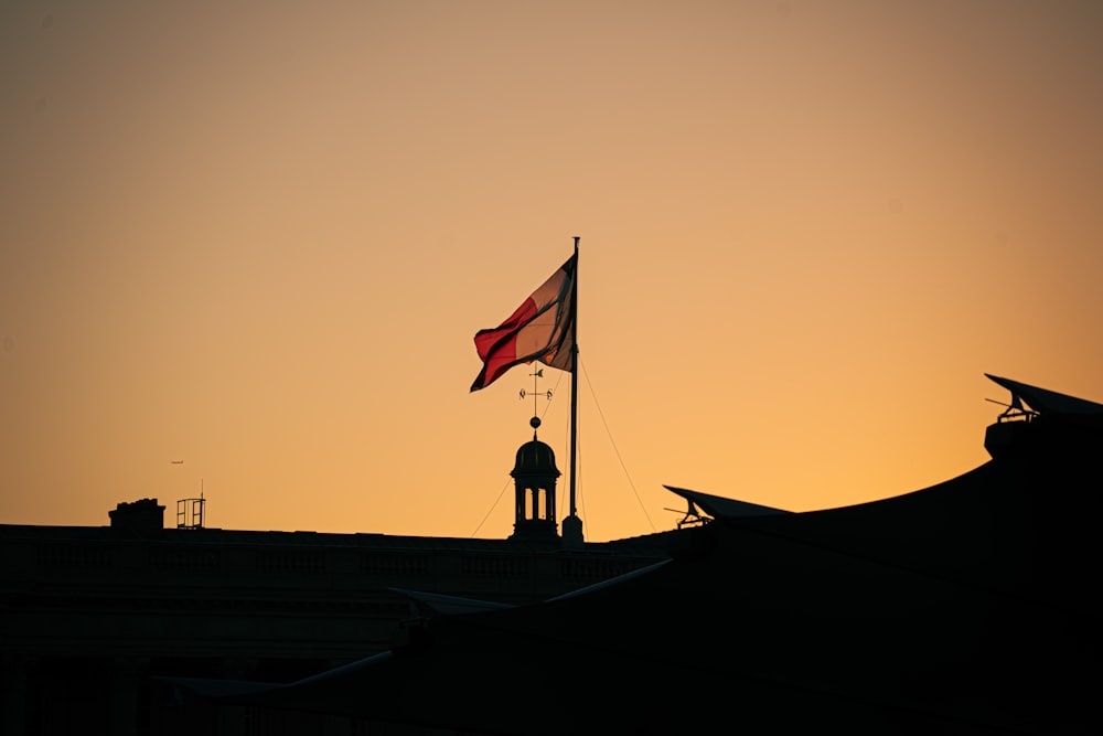 a flag on a roof