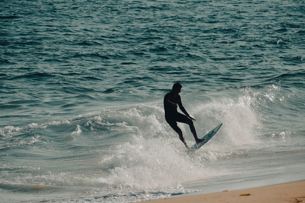 a man surfing on the waves