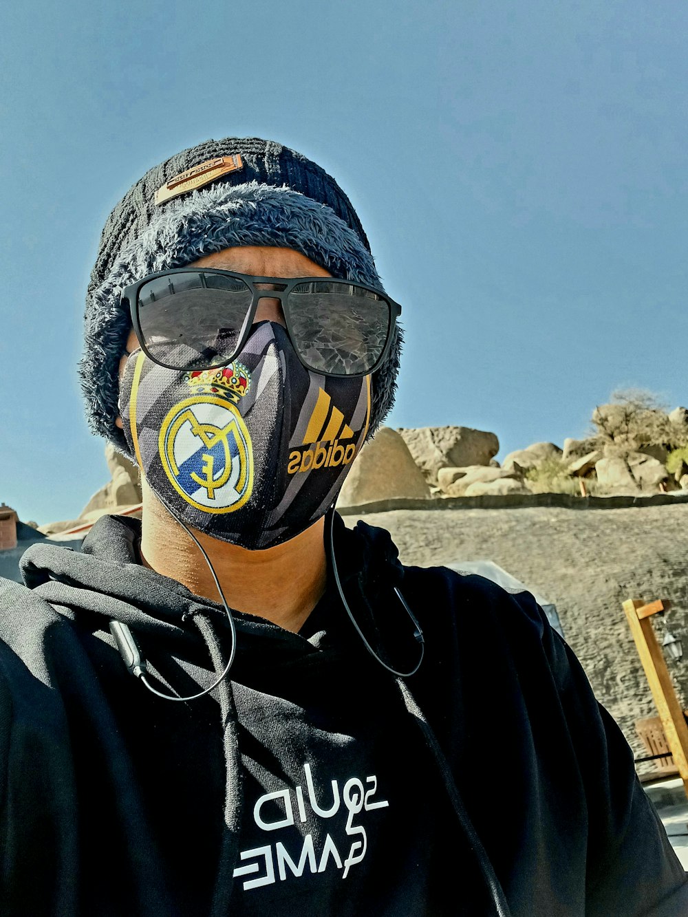 a person wearing a mask and goggles