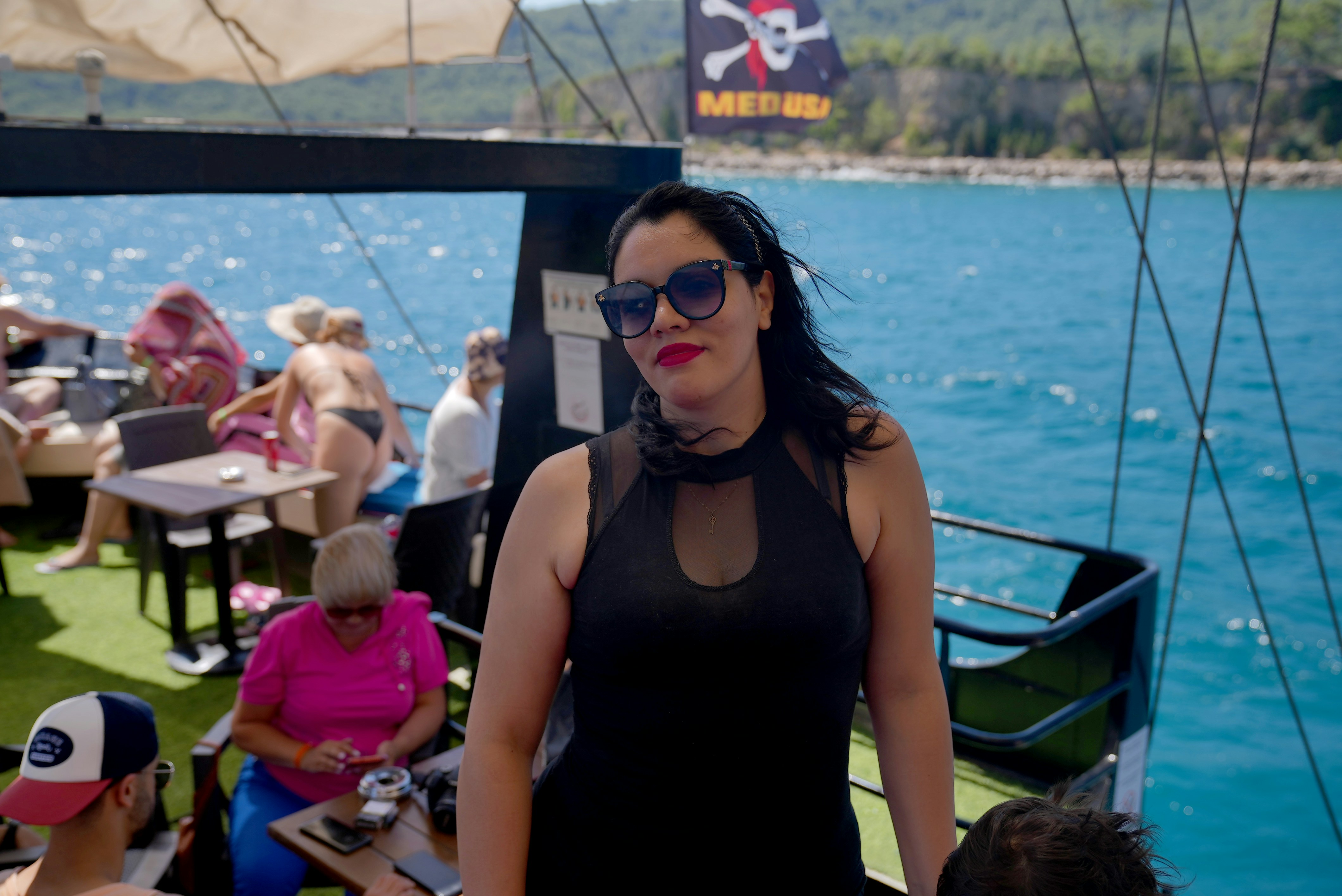 a woman wearing sunglasses