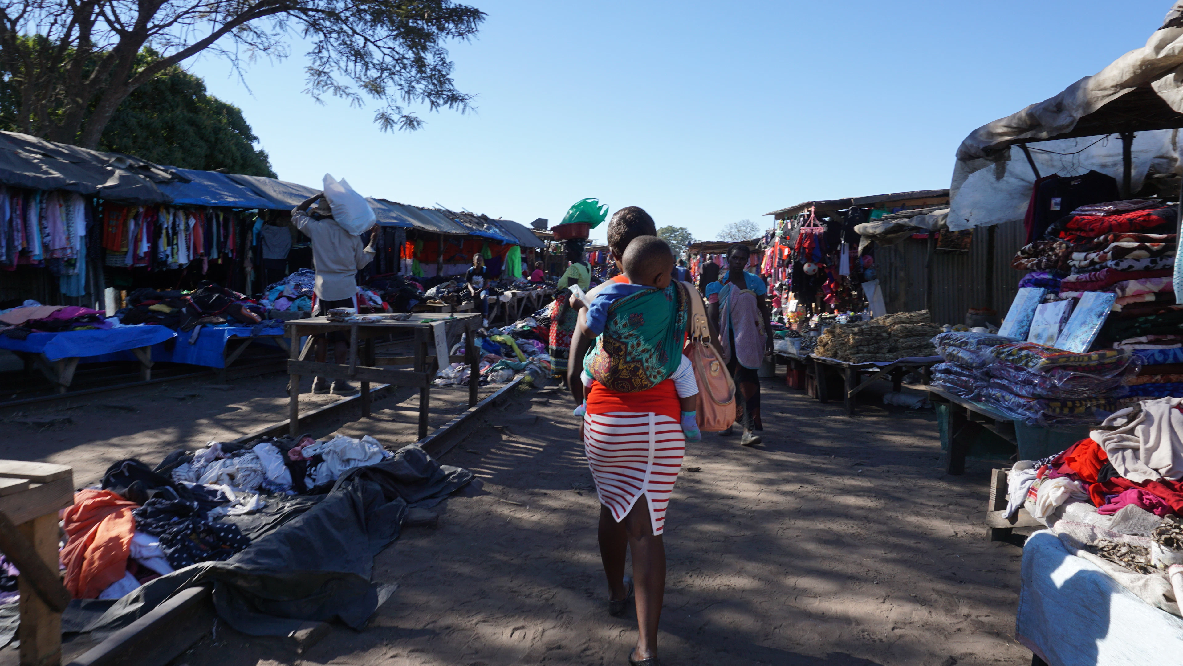 Black African shoppers at Makkala nguzu Market in Choma, Zambia