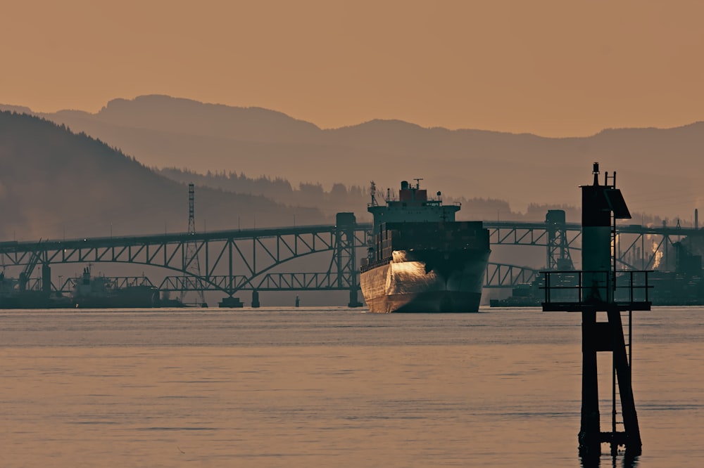 a large ship in the water