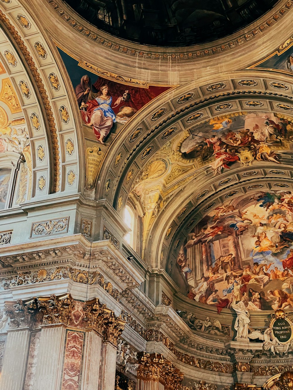 a painting on the ceiling of a building