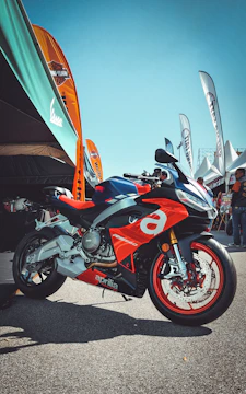 Street marketing setup with branded motovallas in action.