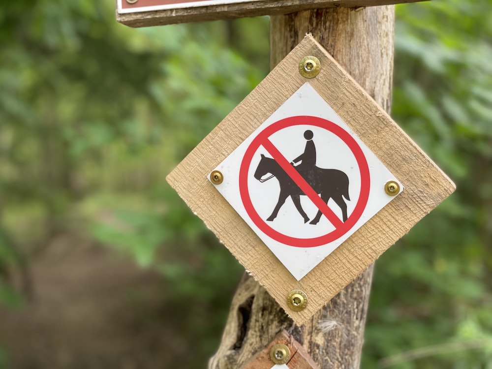 a sign on a tree