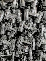 Sanitary pipes and fittings carefully arranged, highlighting quality and variety.