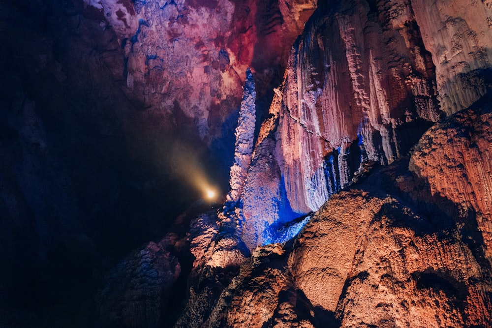 a cave with a light inside