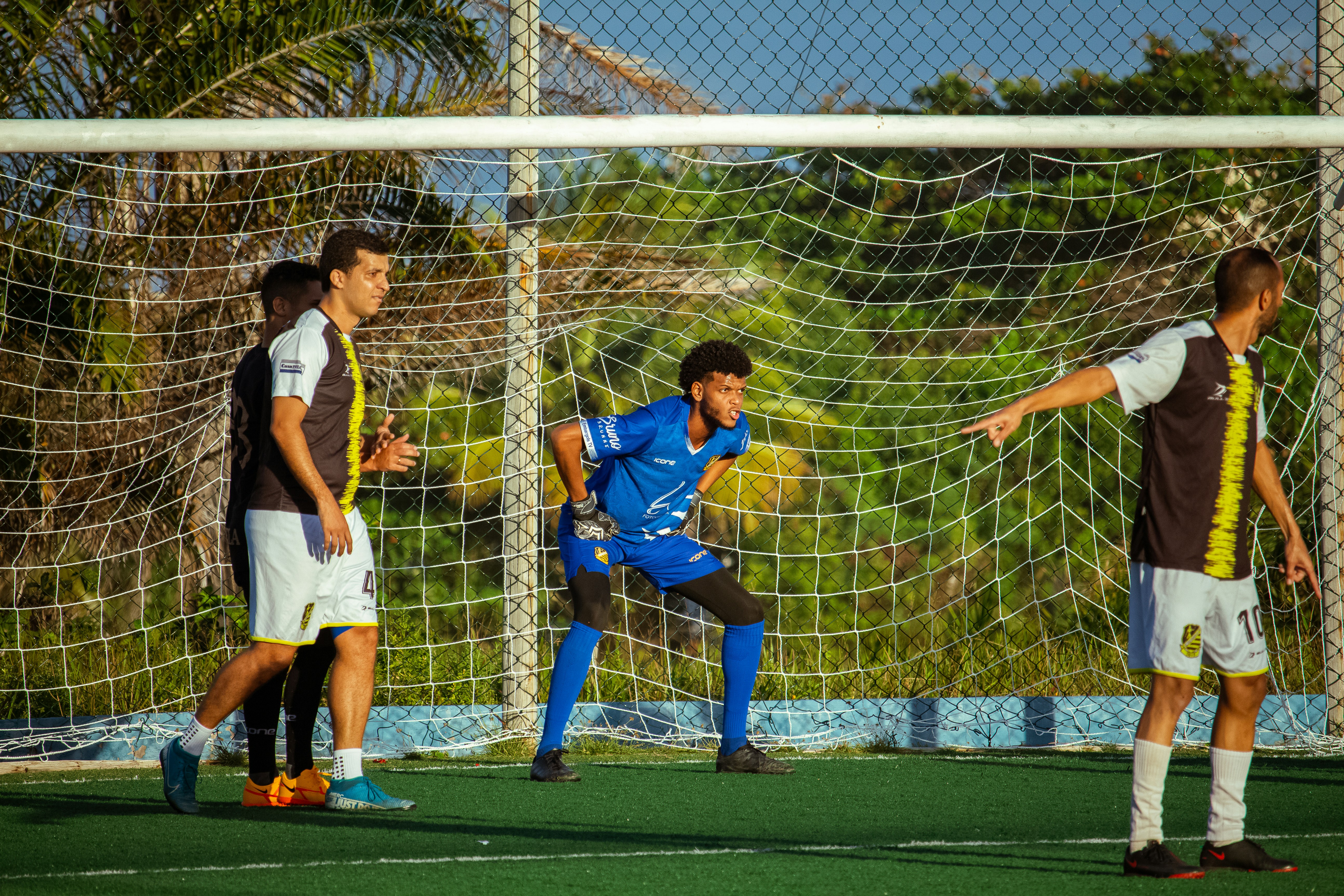 a group of men playing football