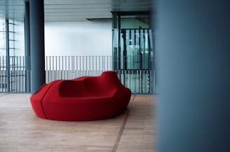a red couch in a room
