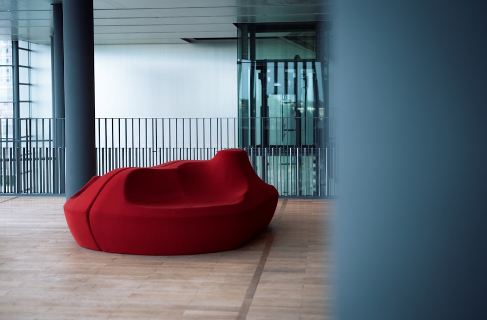 a red couch in a room