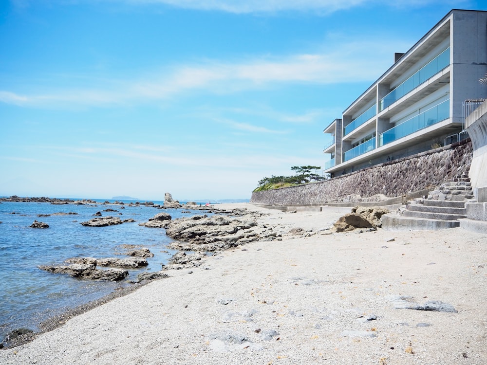 a building on a beach