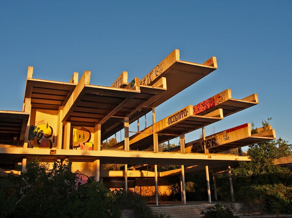 a building with a large roof