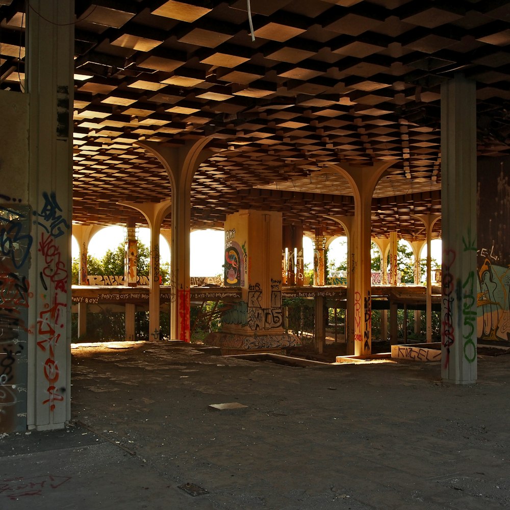 a building with pillars and a roof