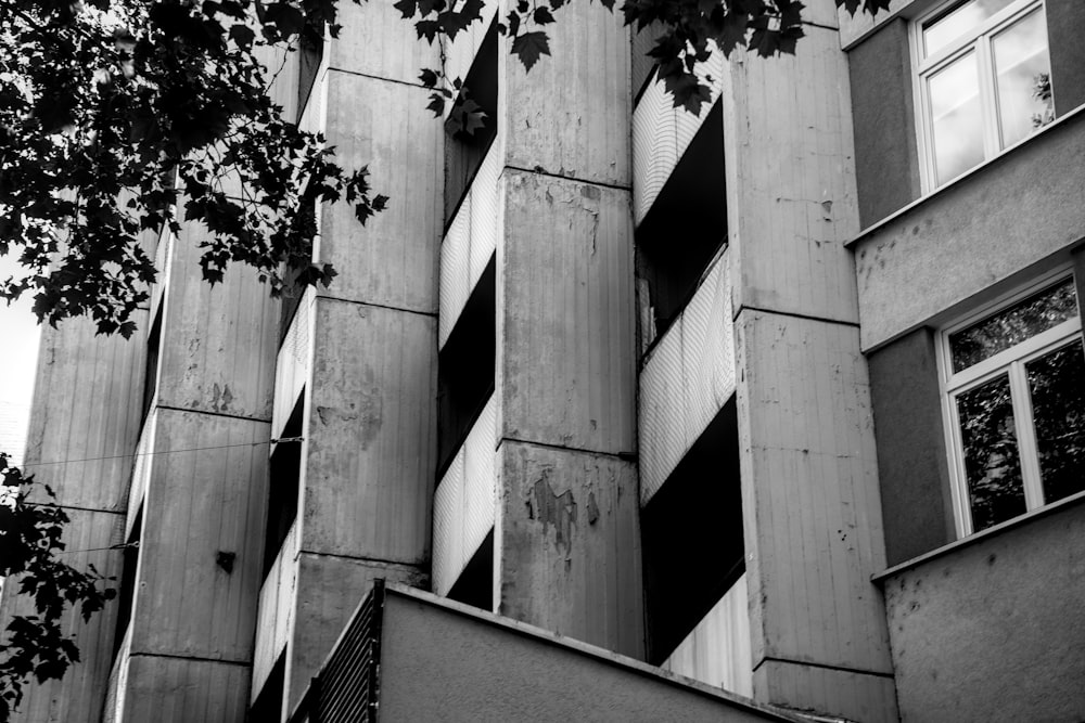 a building with a tree in the front