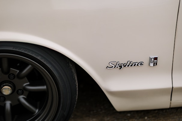 Customer's R32 Skyline GTR with a fresh paint job and new Skyline Parts Hub decals.