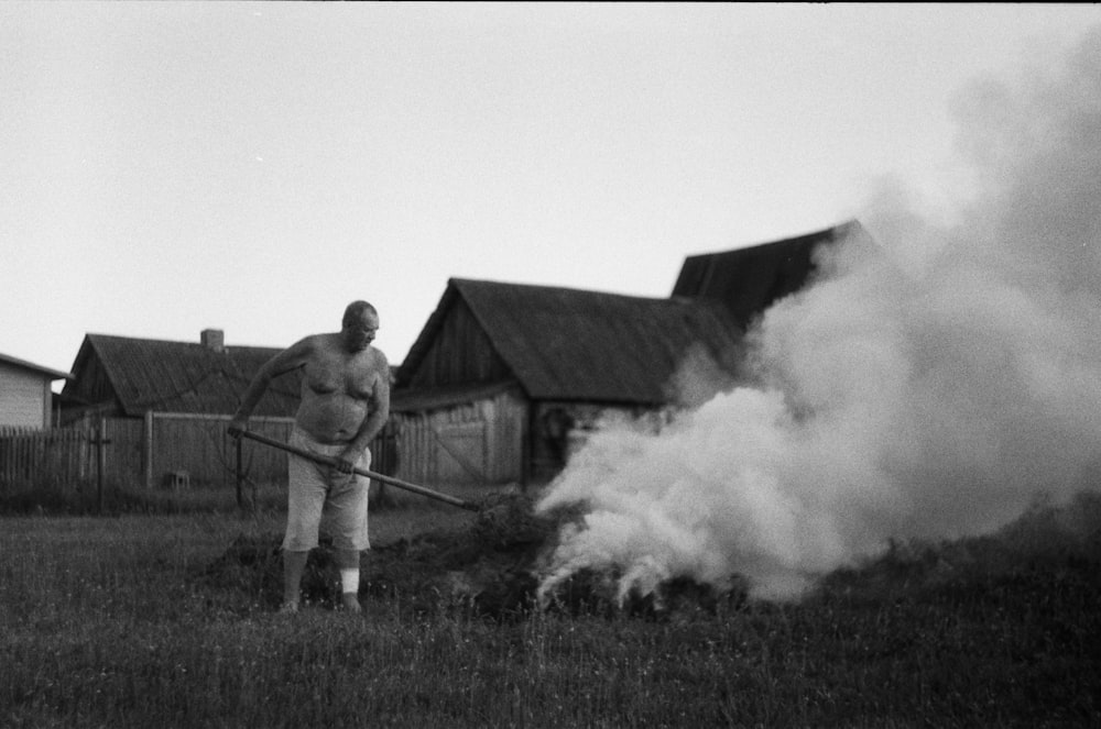 a person holding a large fire