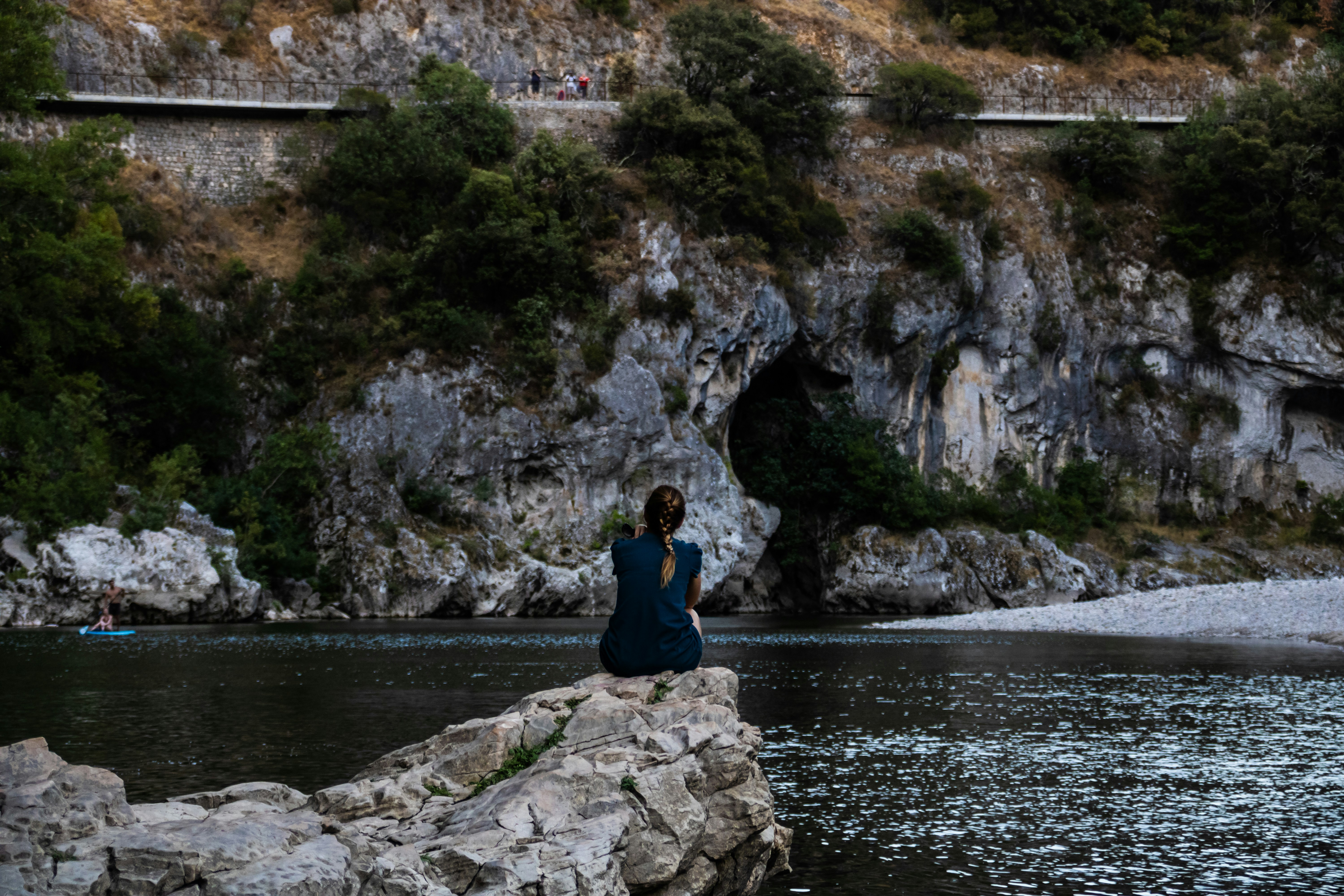 Man standing on rock meditation