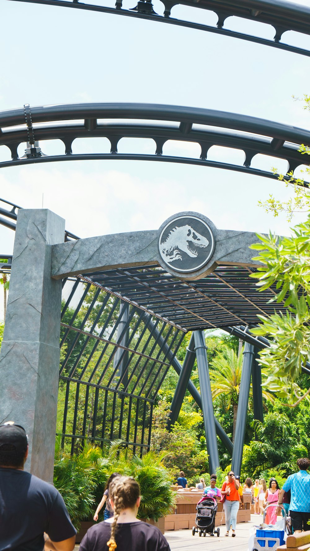 a clock on a metal structure