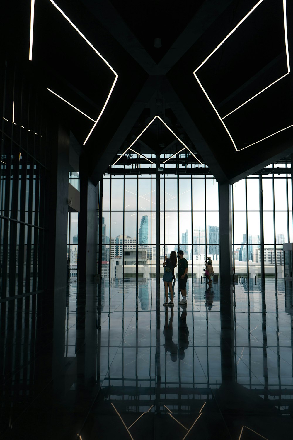 people walking in a building