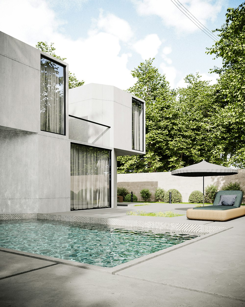 une piscine à l’extérieur d’un bâtiment