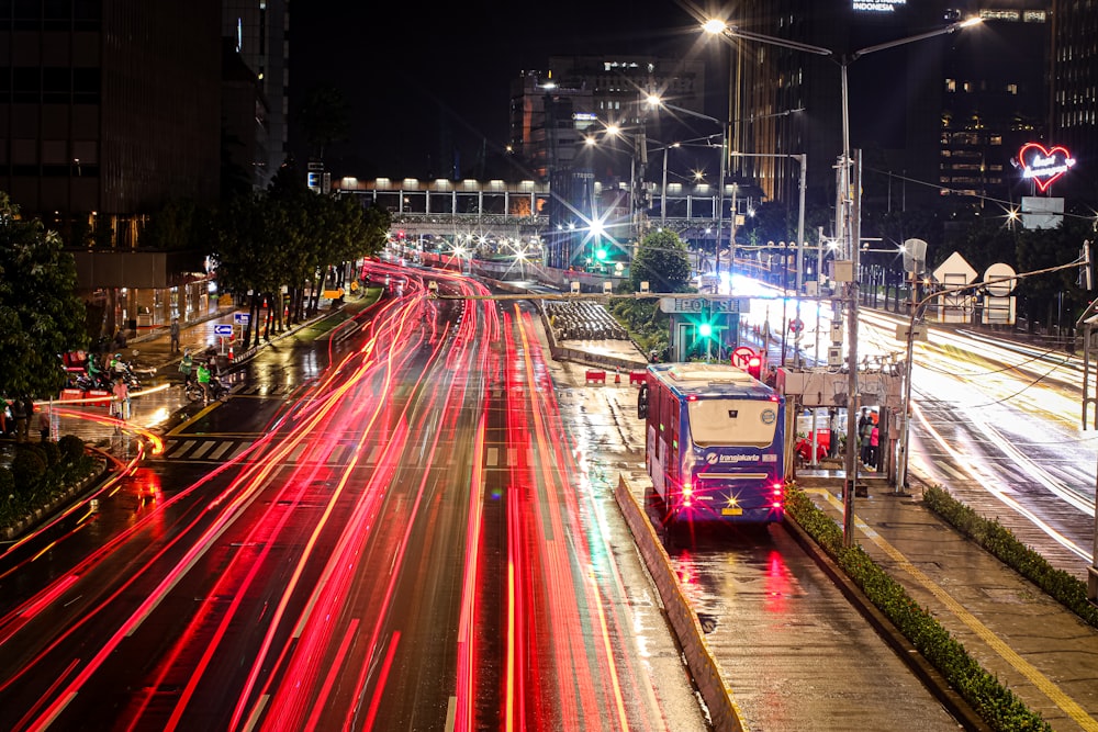 a train travels down the tracks