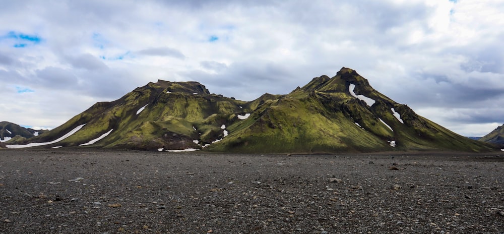 a mountain with snow