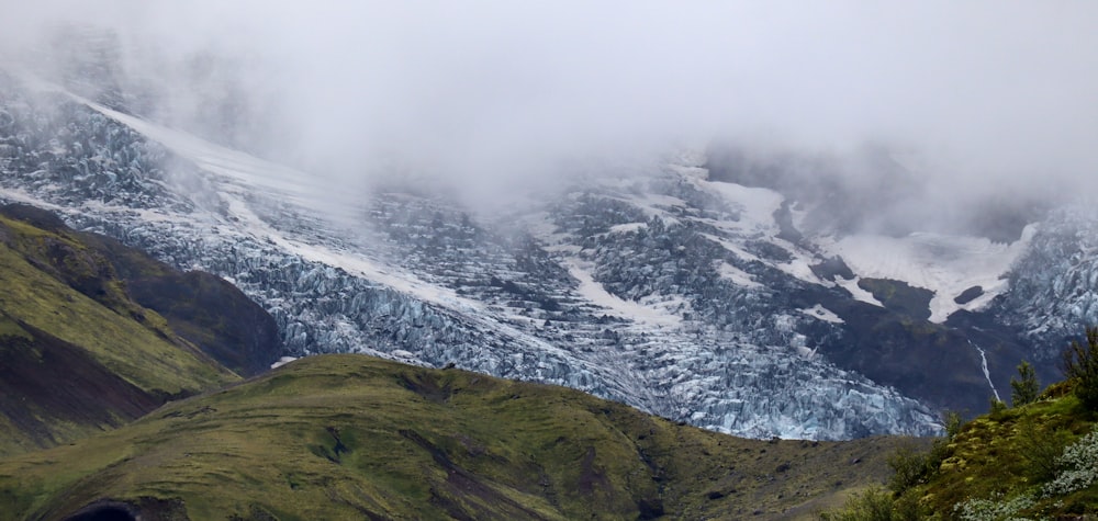 a mountain with snow