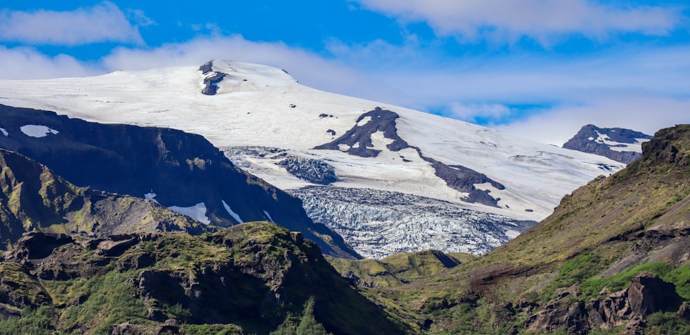 a mountain range with snow