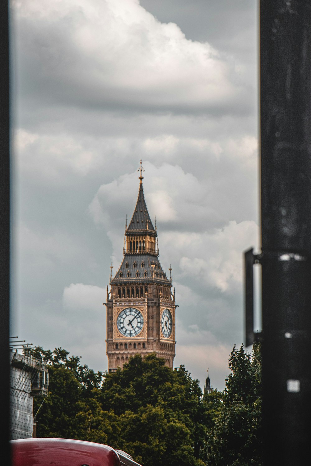 a clock tower with a bell