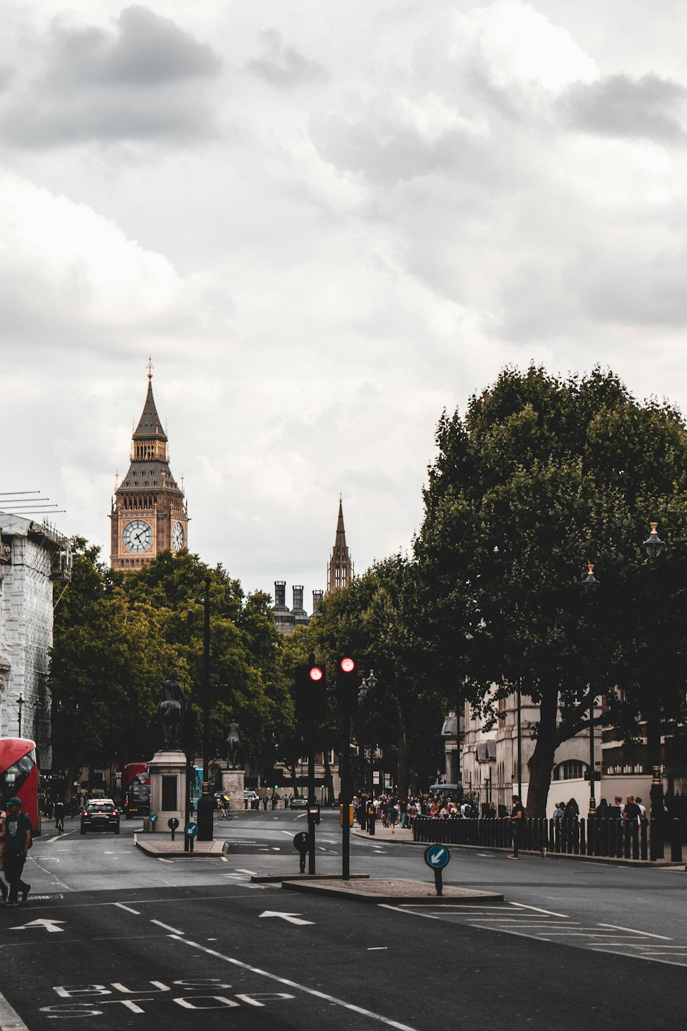 a clock tower in a city