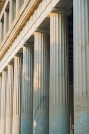 a building with pillars