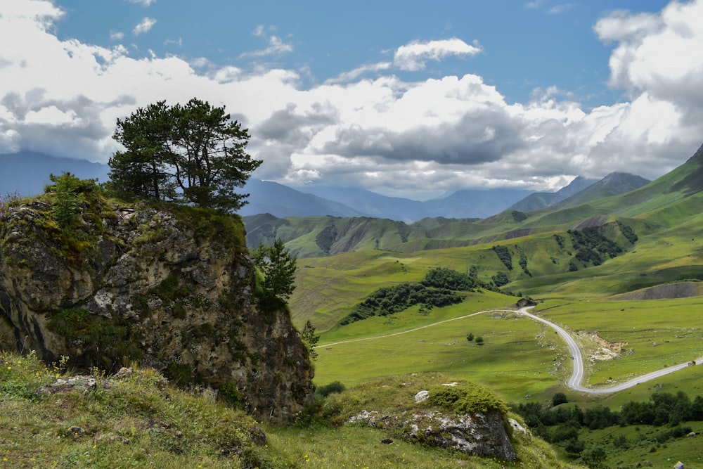 a road going through a valley