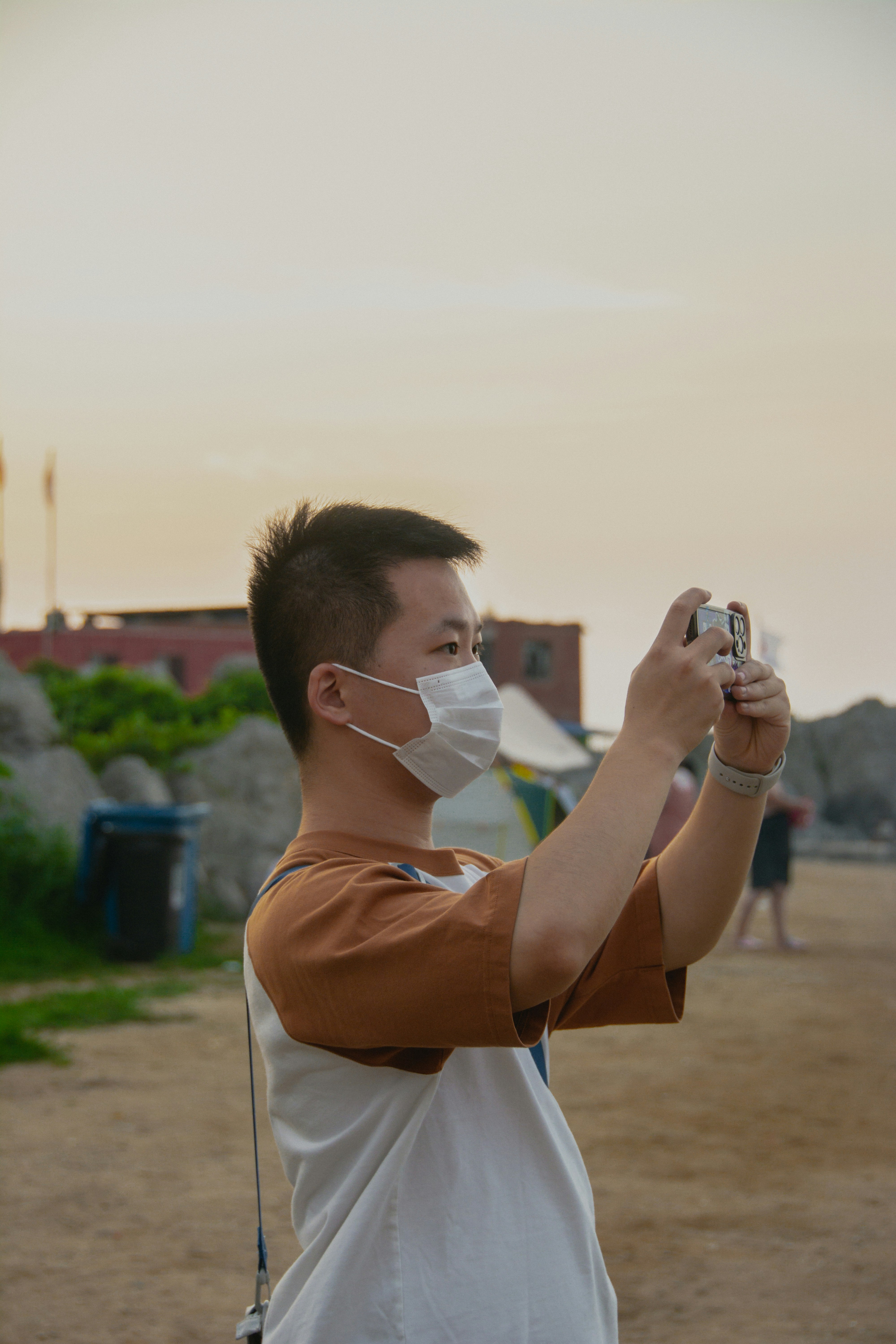 a person holding a camera