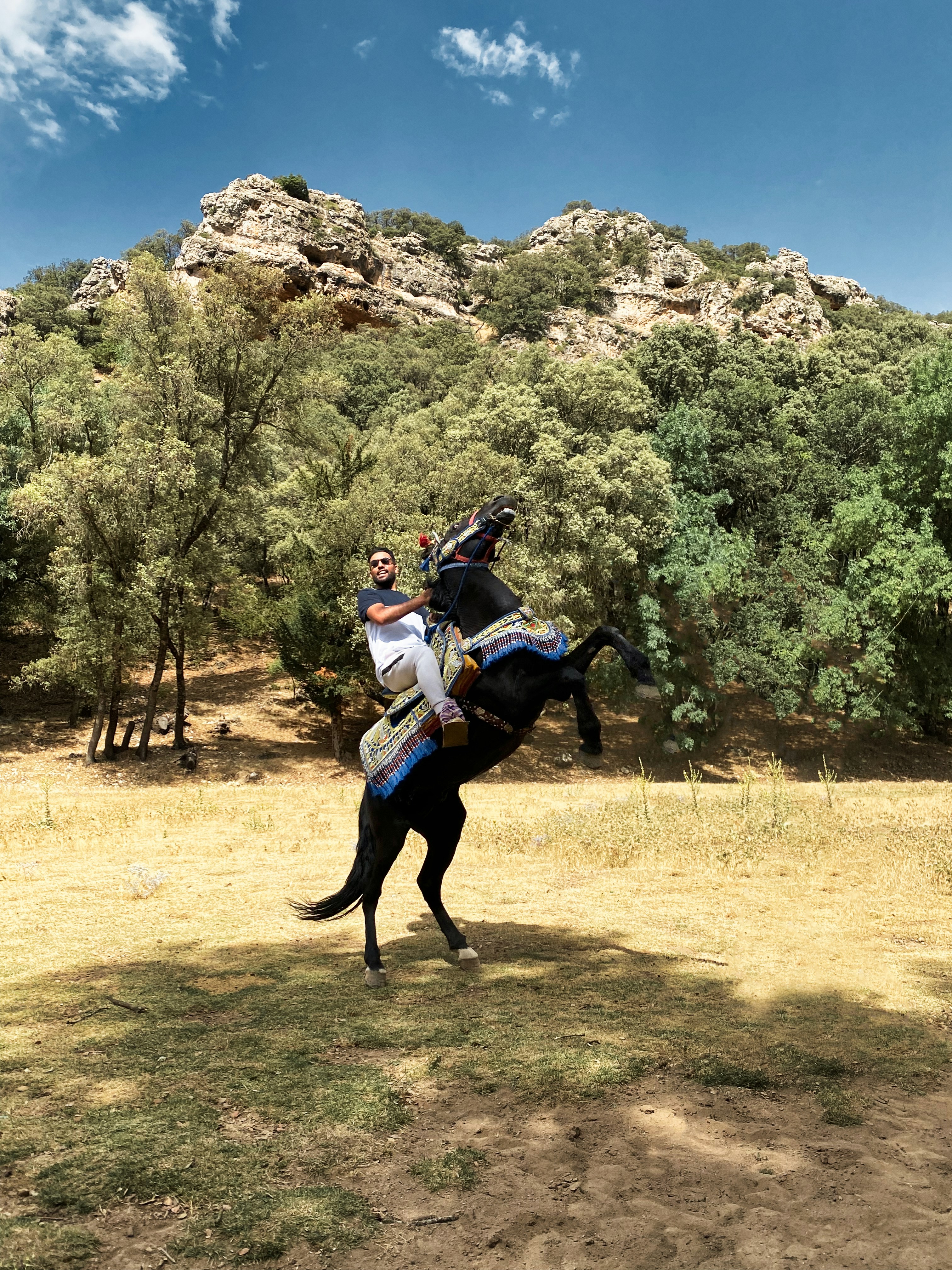 a man riding a horse