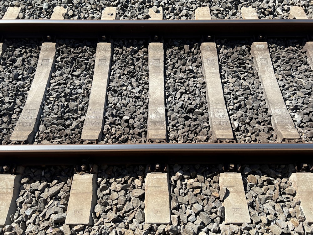 a close up of a railroad track