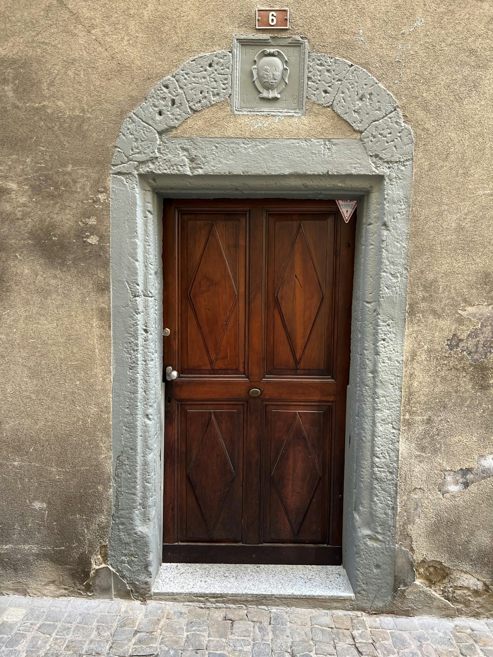 a door in a stone building