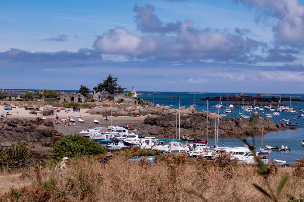 a body of water with boats and people on it