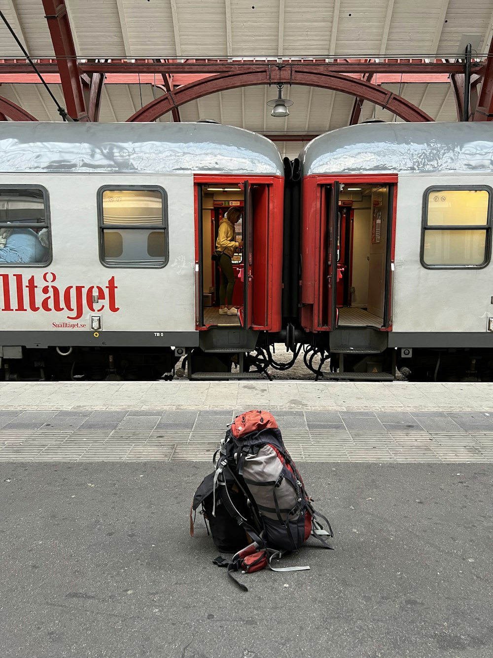 a person stands in front of a train