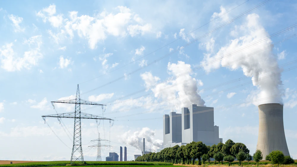Power transmission towers and lines