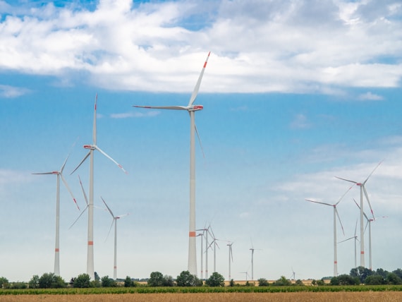 a group of wind turbines