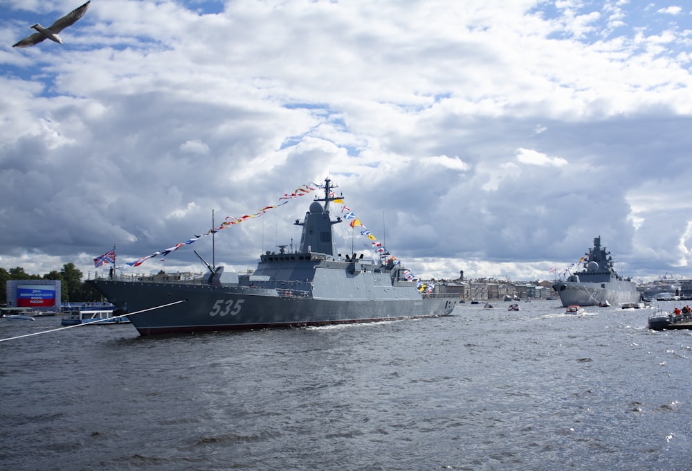 a large boat in the water