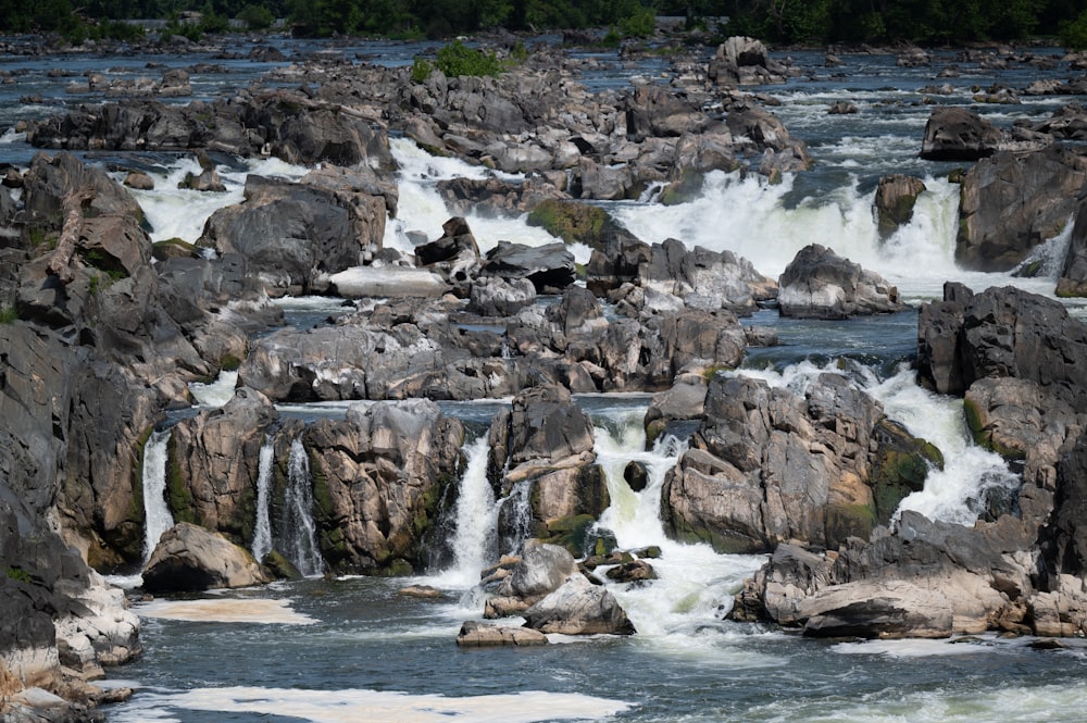 a waterfall over rocks