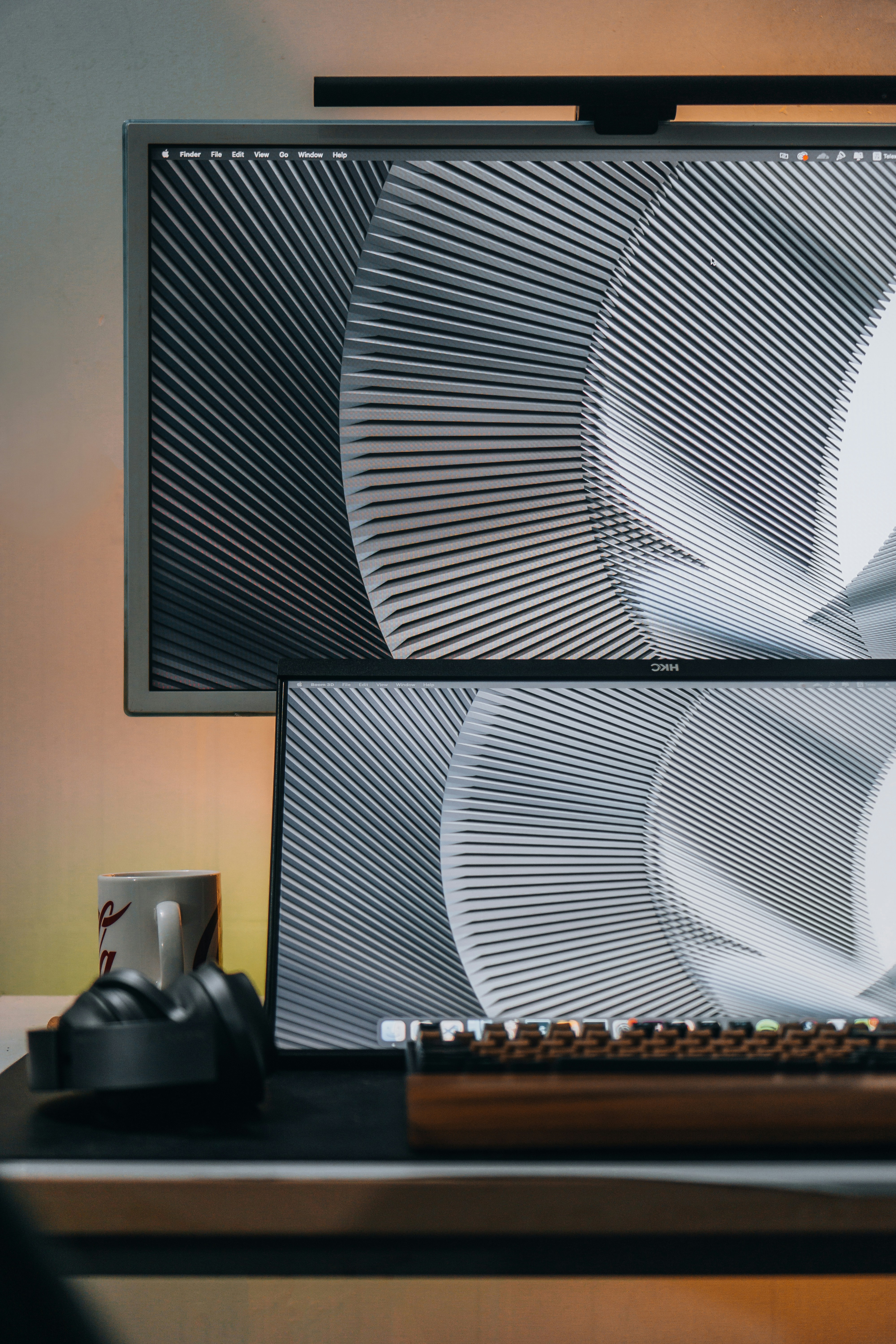 a computer monitor and keyboard