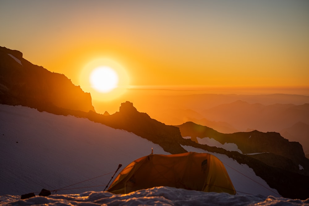 a tent in the snow