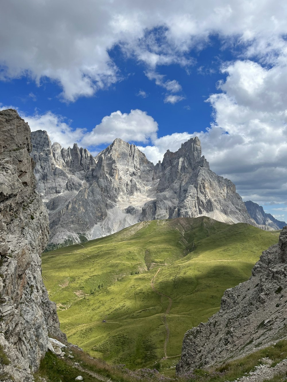 a valley between mountains