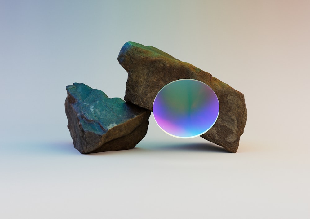 a blue and green rock