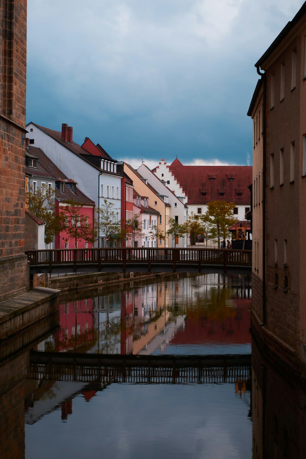 a body of water with buildings along it