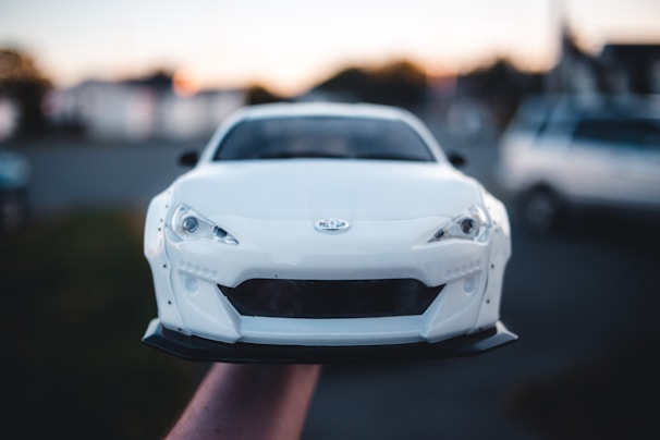 A close shot of a transforming toy mid-change from vehicle to robot.