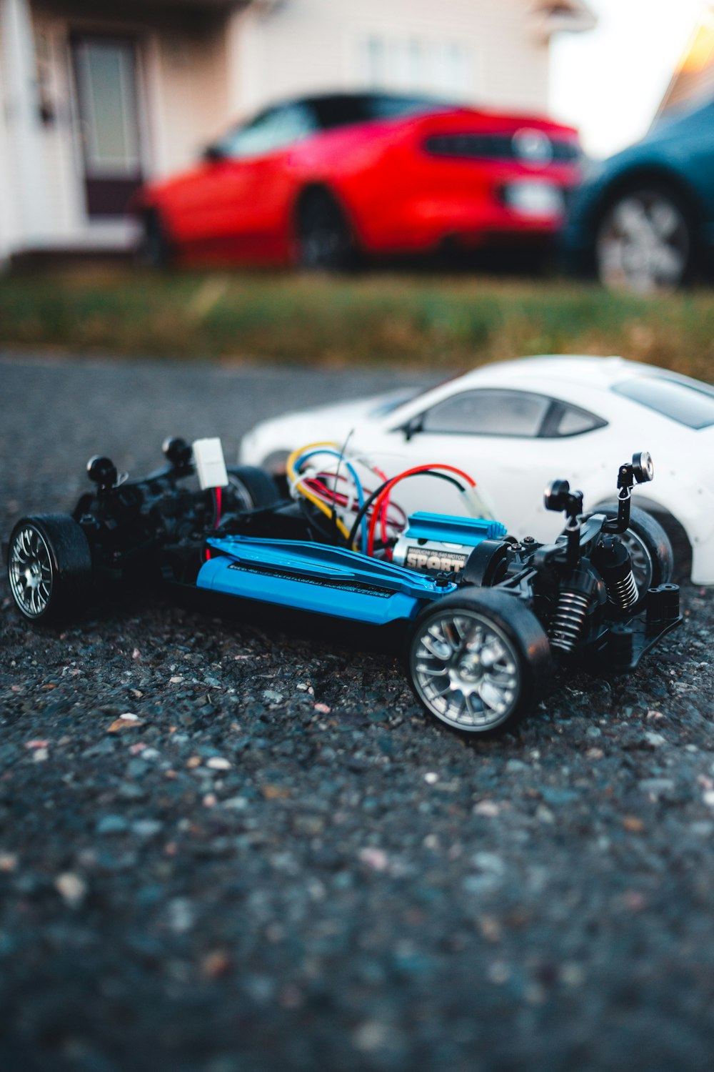 a toy car on the ground